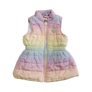 Juicy Couture Girls Rainbow Puffer Vest Pink Purple Yellow Size 3T